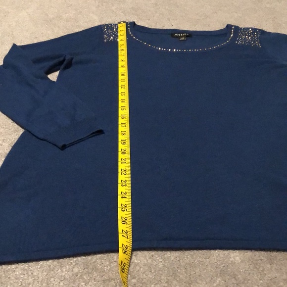NWT Jessica Blue Long-Sleeve Top (Petite) - Picture 6 of 8